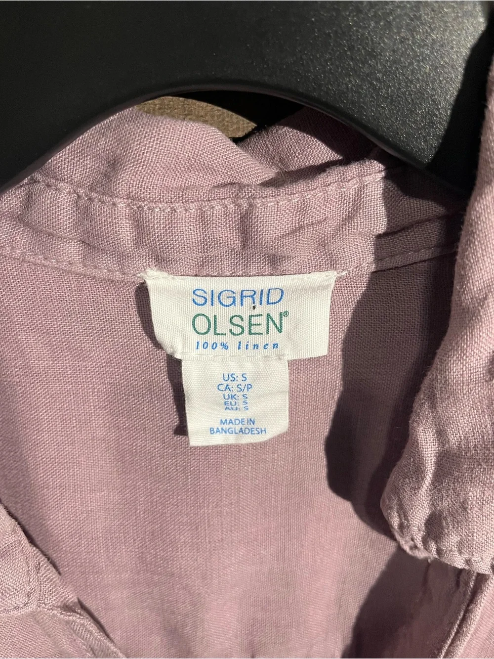 Sigred Olsen Women’s Linen Long-Sleeve Button-Up Shirt in Dusty Rose. - Picture 3 of 5